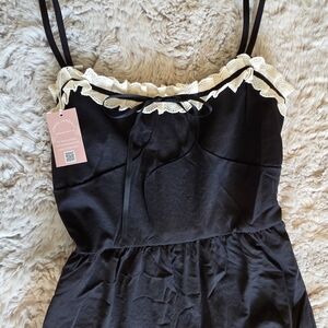 Black Dress with Lace Trim